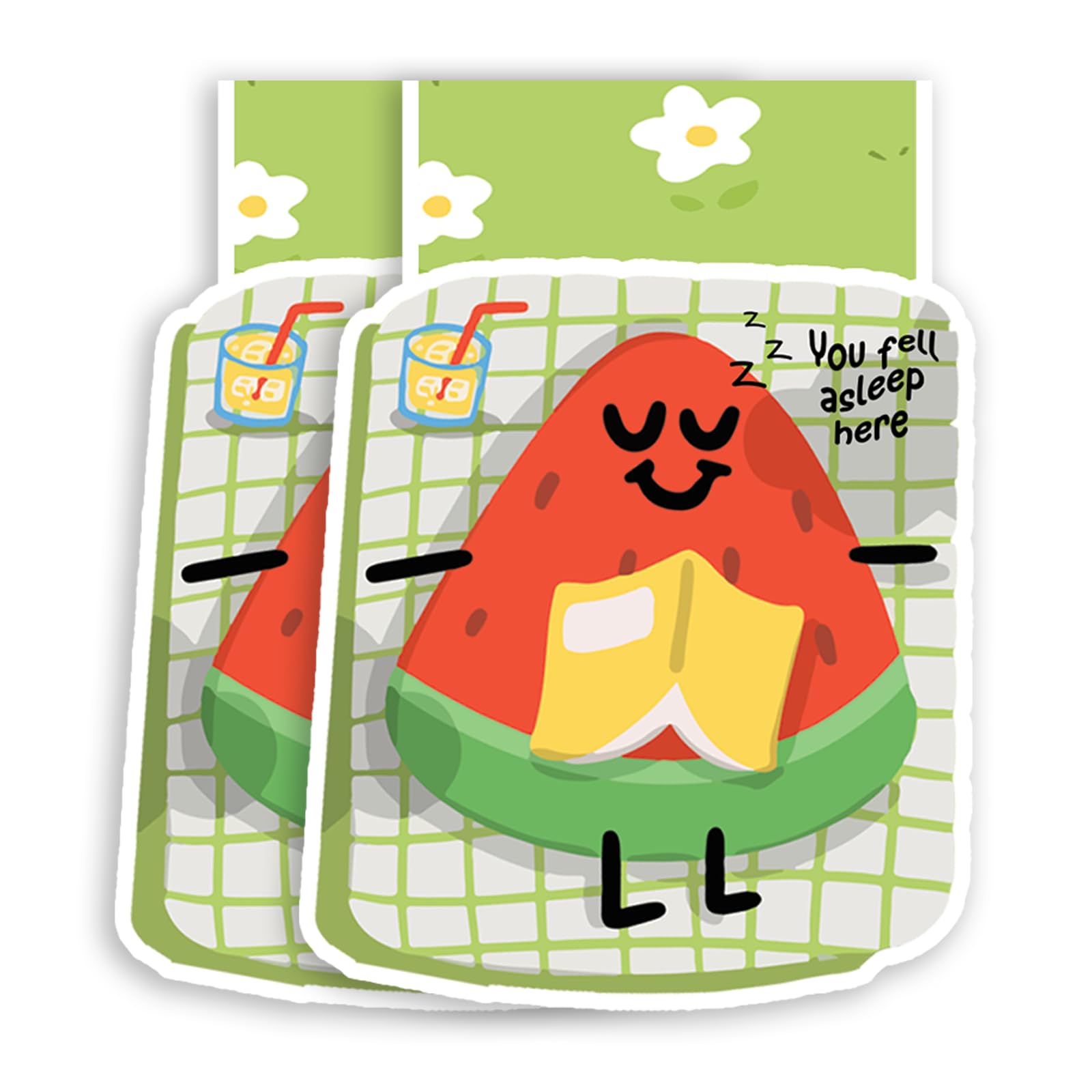 Photo 1 of (2Pcs) Watermelon You Fell Asleep Here Magnetic Bookmark Book Page Markers Gift for Reading Lover Nerd Book Addict Bookish Bookworm Reader Office Stationery - Size 2.8"x2.1" When Folded
