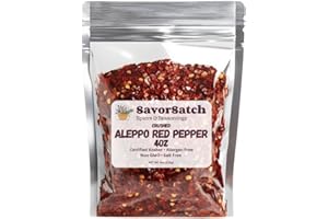 SavorSatch Aleppo Red Pepper Flakes - 4 oz Resealable Pouch | Certified Kosher, Moderately Spicy Halaby Chili Pepper | Authentic Turkish Flavor | Crushed Red Pepper Capsicum annuum for Cooking and Seasoning