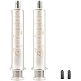 Jiaxix 2Pack 30ml/cc Glass Syringe With Metal Head and Caps for Liquid,Small Syringe for Oil or Glue Applicator,No Needle