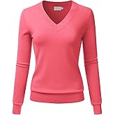 LALABEE Women's V-Neck Long Sleeve Soft Stretch Pullover Knit Top Sweater (S~XXL)