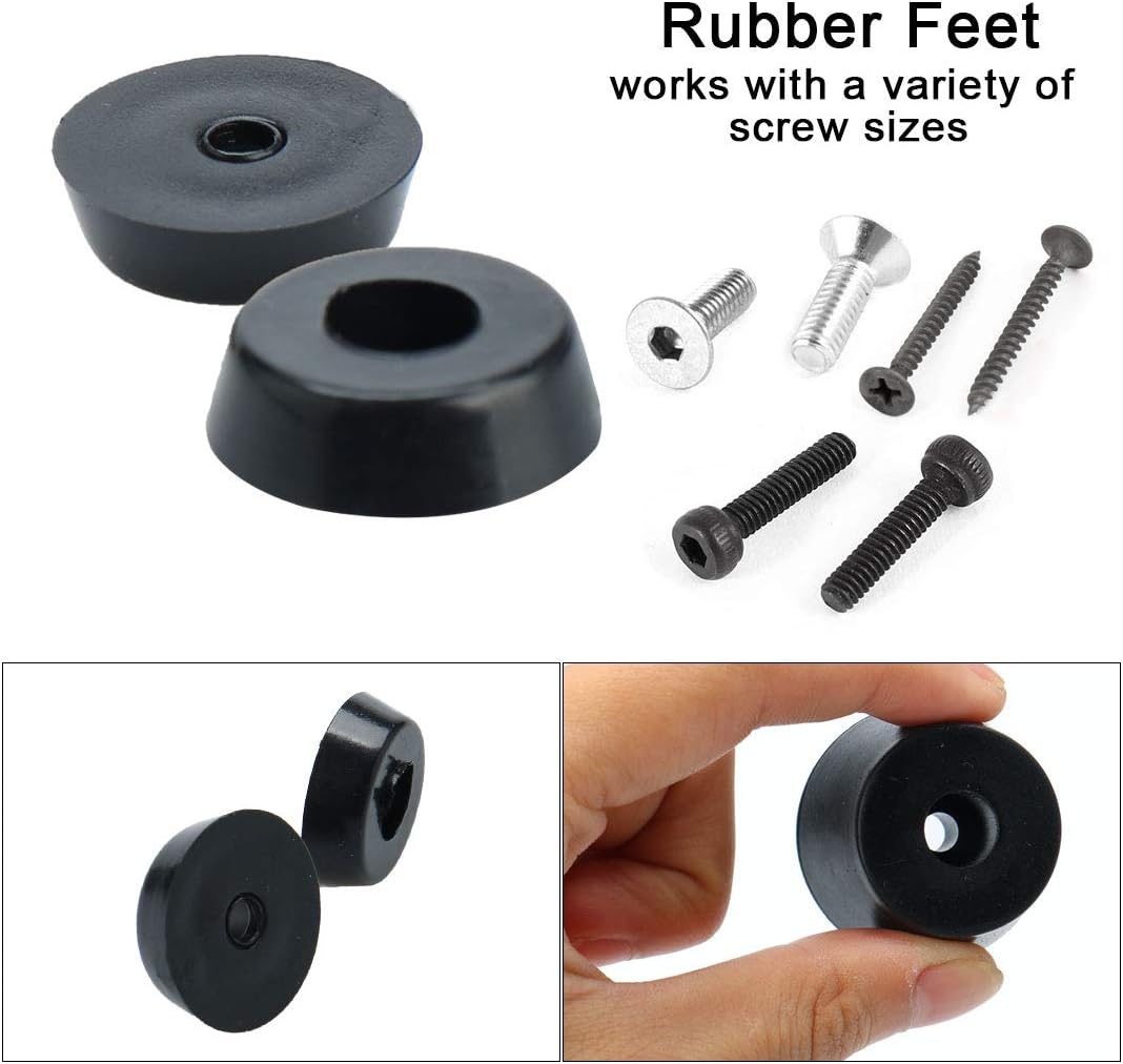 sourcing map 50pcs Rubber Feet Bumpers Furniture Table Amplifier Speaker Cabinet Leg Pads, D17x15xH5mm, Black - Image 4