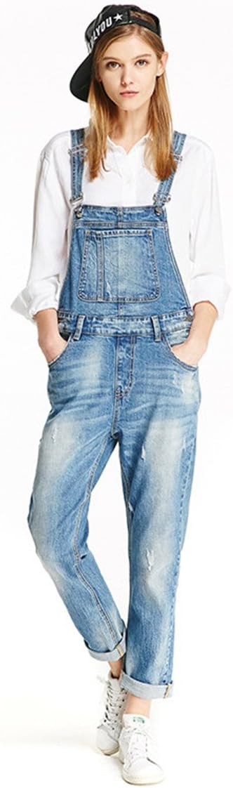 Women Clothing Blue Jeans Denim Overalls (XL, Blue)