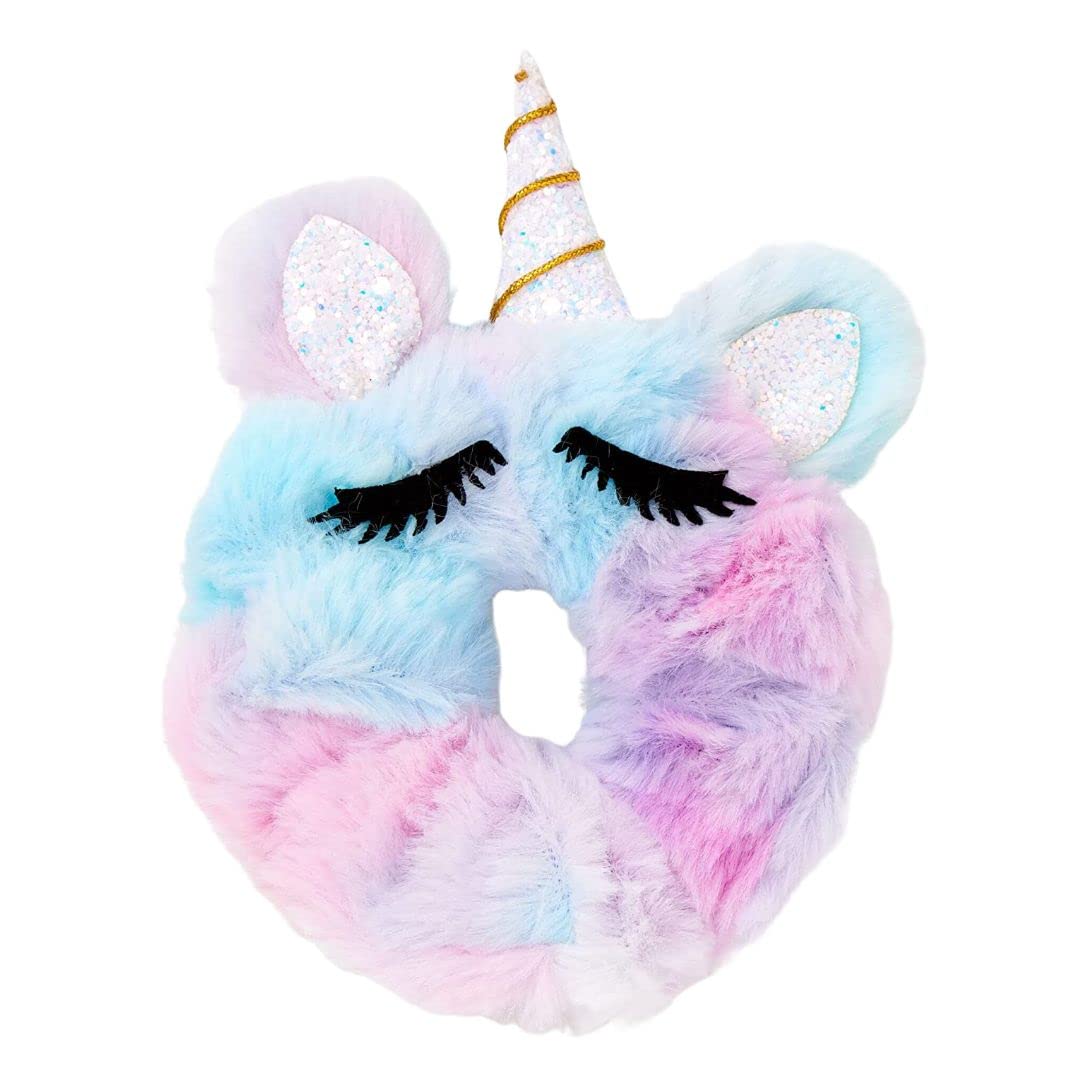 Claire's Faux Fur Pastel Ombre Unicorn Hair Scrunchie, Meduim Fluffy Hair Tie Bobble, Unicorn Dress Up Hair Accessories for Girls Age 3+