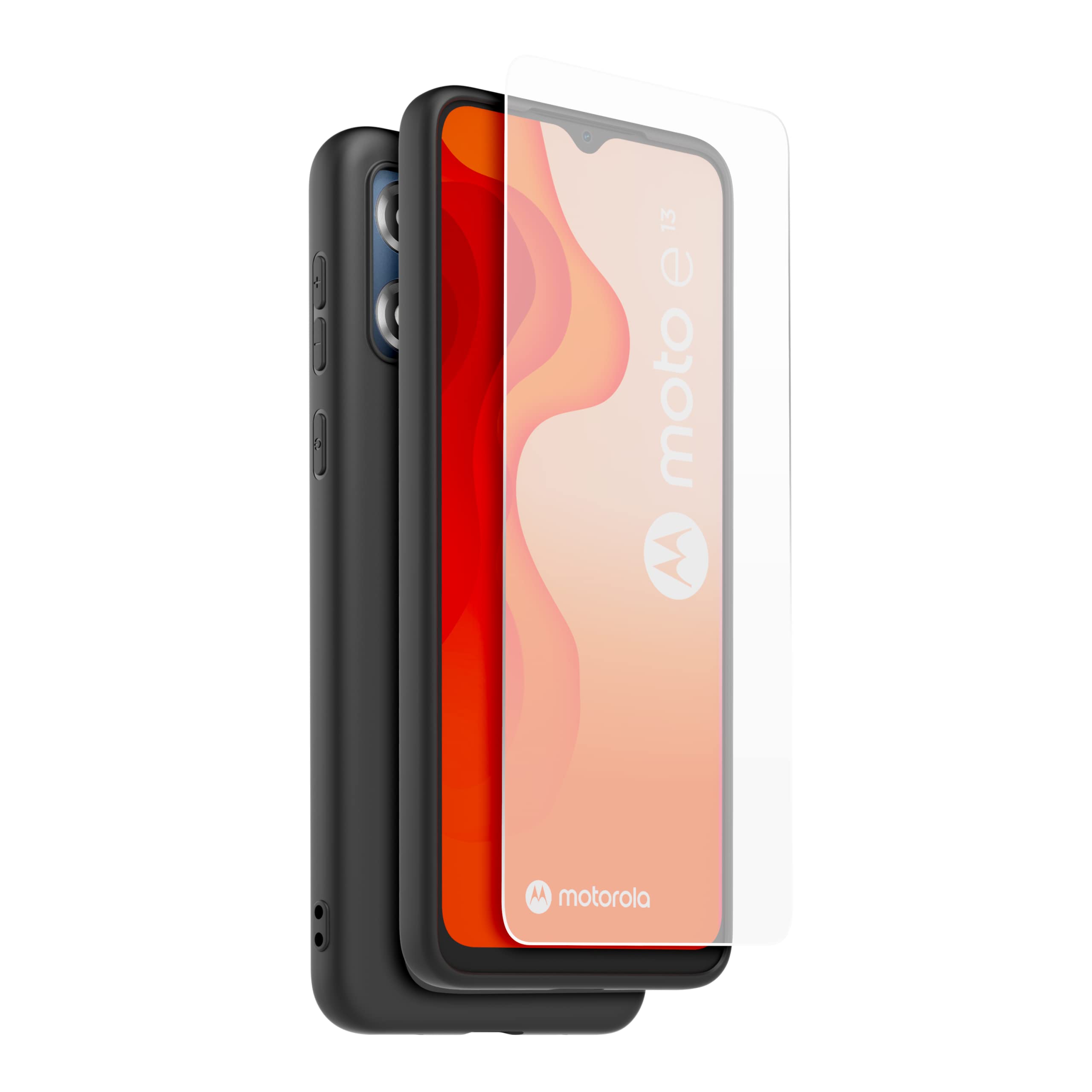 CASR Semi-Rigid Back Case and Tempered Glass Screen Protector for Motorola Moto e13