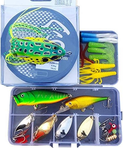WorldMall Fishing Lures Set Minnow,VIB,Spoon/Spinner Bait,Crank,Popper,Soft Plastic Lures,Rattlin,Spinnerbaits and Box (23 Pcs)
