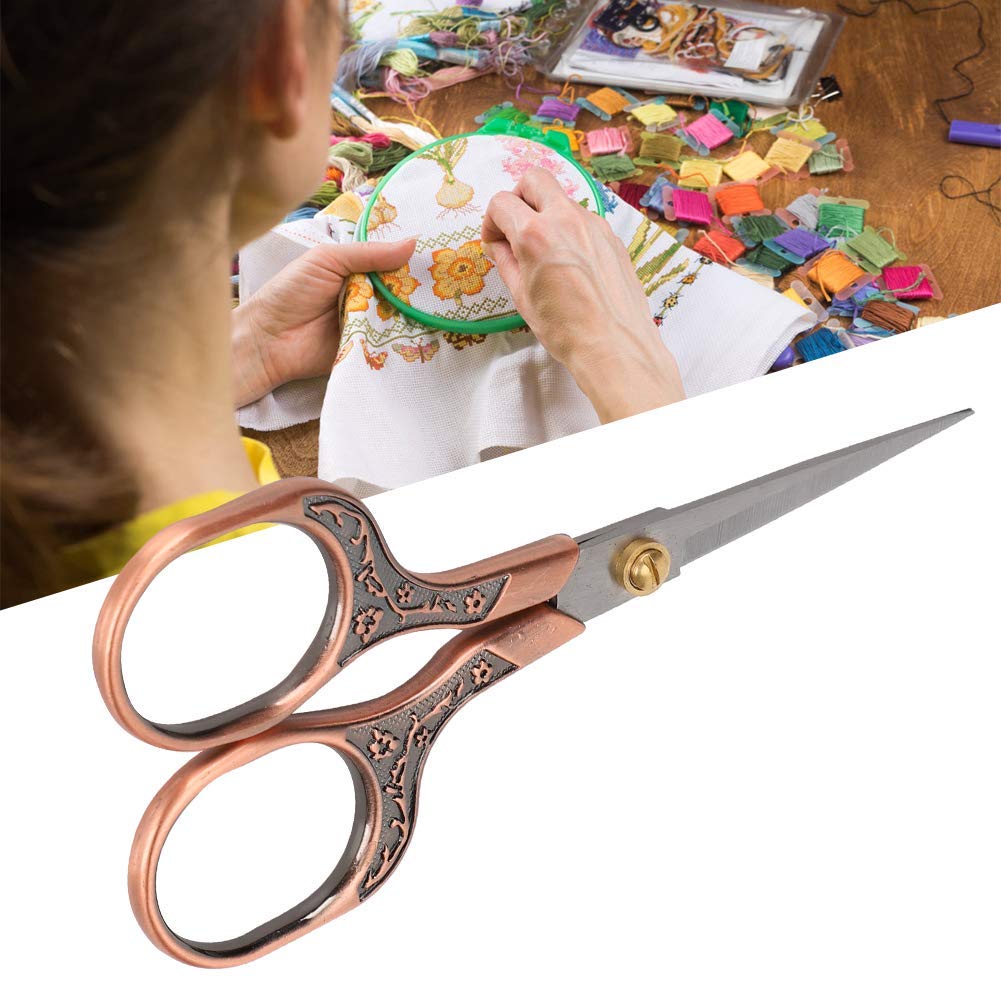 Vintage Scissors4.9 Inch Sewing Scissors, Scissors Pretty for Stitch Cutting Embroidery Sewing Handcraft Craft Art Work DIY Tool(Antique Brass) Other Sewing Embroidery Supplies