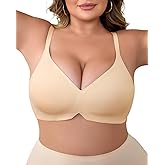 USEASY Strapless Push Up Bras for Women Large Bust Scalloped Wireless Everyday Bra Full Coverage Bandeau Bras