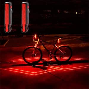 VASTFRIE Rear Bike Lights Laser Pointer Cat Toy USB Rechargeable Bicycles Scooter Skateboard Laser Lane Kids Gift Red Blinking Accessories Cycling Safety Tail Light Road Bike Dog Trailer for Bicycle
