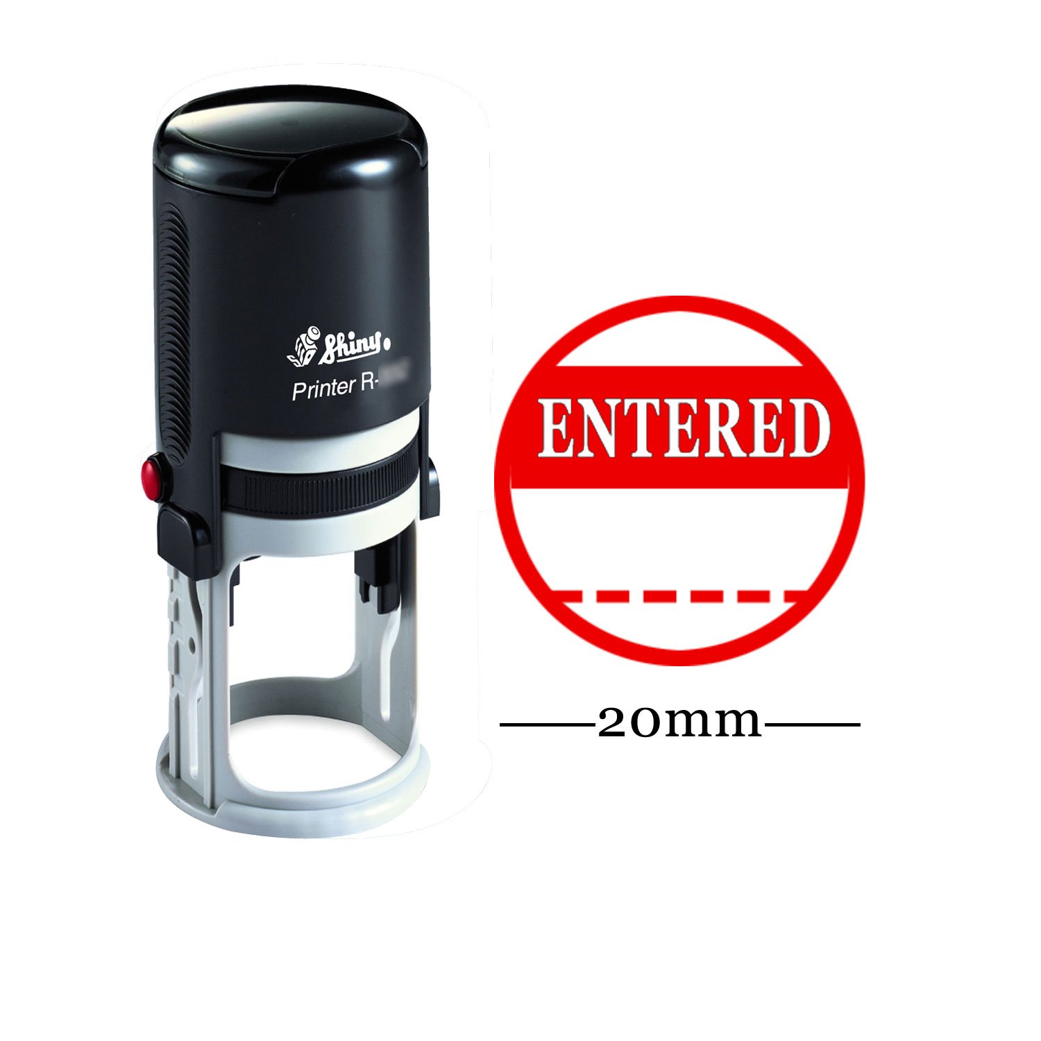 Printtoo Entered Round Self Inking Office Stationary Stamp Personalized Custom Shiny 20mm Rubber Stamp