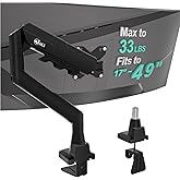 WALI Heavy Duty Single Monitor Arm for 17-49 Inch Flat Curved Ultrawide Screens, up to 33 Lbs, Adjustable Gas Spring Single Monitor Desk Mount for Home Office Gaming, VESA 75/100mm (GSM001XLN), Black