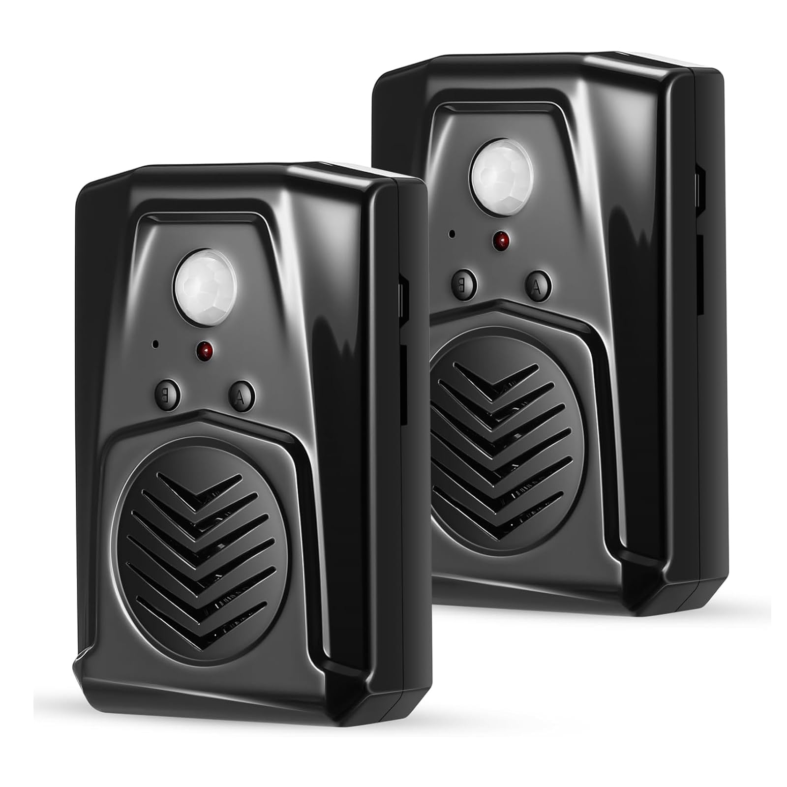 PIR Motion Sensor Activated Sound Player Speaker with USB Cable, Download Your own MP3 Audio Files to Play Speech, Music or Sound Effects (Black—2 Pcs)