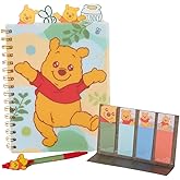 Disney Winnie the Pooh Tab Journal Spiral Notebook, Ballpoint Pen, Sticky Tabs, 96 Lined Pages