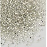 Tibaoffy Size 12/0 Crafts Glass Seed Beads 2mm Transparent Silver Beads for Jewelry Making (Total About 100g About 12000pcs)