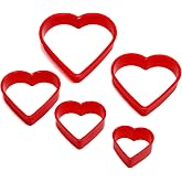 Chef Craft Select Plastic Heart Cookie Cutter, 5 Piece Set, Red