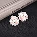 POKICH Rose Gold-Tone Pink Flower Stud Earring and Pendant Necklace Set Costume Fashion Jewelry Set for Women