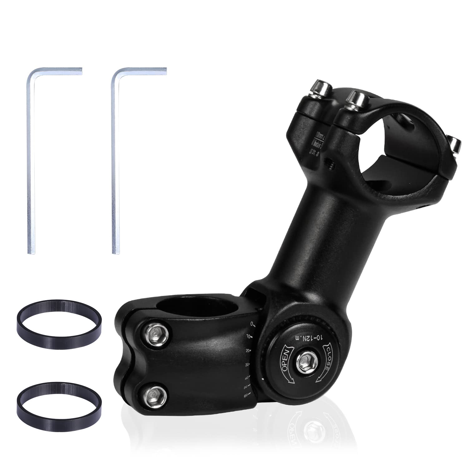 Yizhet Bicycle Adjustable Stem, 0±60° Adjustable MTB Handlebar Stem Riser for 25.4mm/1" Handlebar and 28.6mm/1-1/8 Steerer, Bike Stem Extender for Mountain Bike, Road Bike (110mm, Aluminium Alloy)