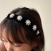 Aimimier Baroque Bridal Crystal Headband Vintage Faux Pearl Rhinestone Crown Luxury Wide Hair Hoop for Women