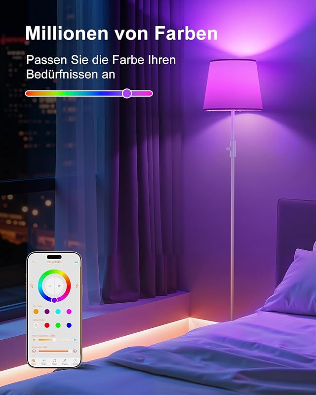 Smarte Stehlampe mit App-Steuerung, Kompatibel mit Alexa