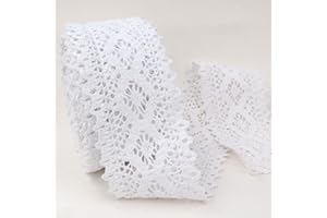 AIETSYEI White Lace Ribbon 10 Yards Cotton Lace Trim Crochet Sewing Lace for Crafts, Gift Package Wrapping, Bridal Wedding Decoration, Scrapbooking Supplies