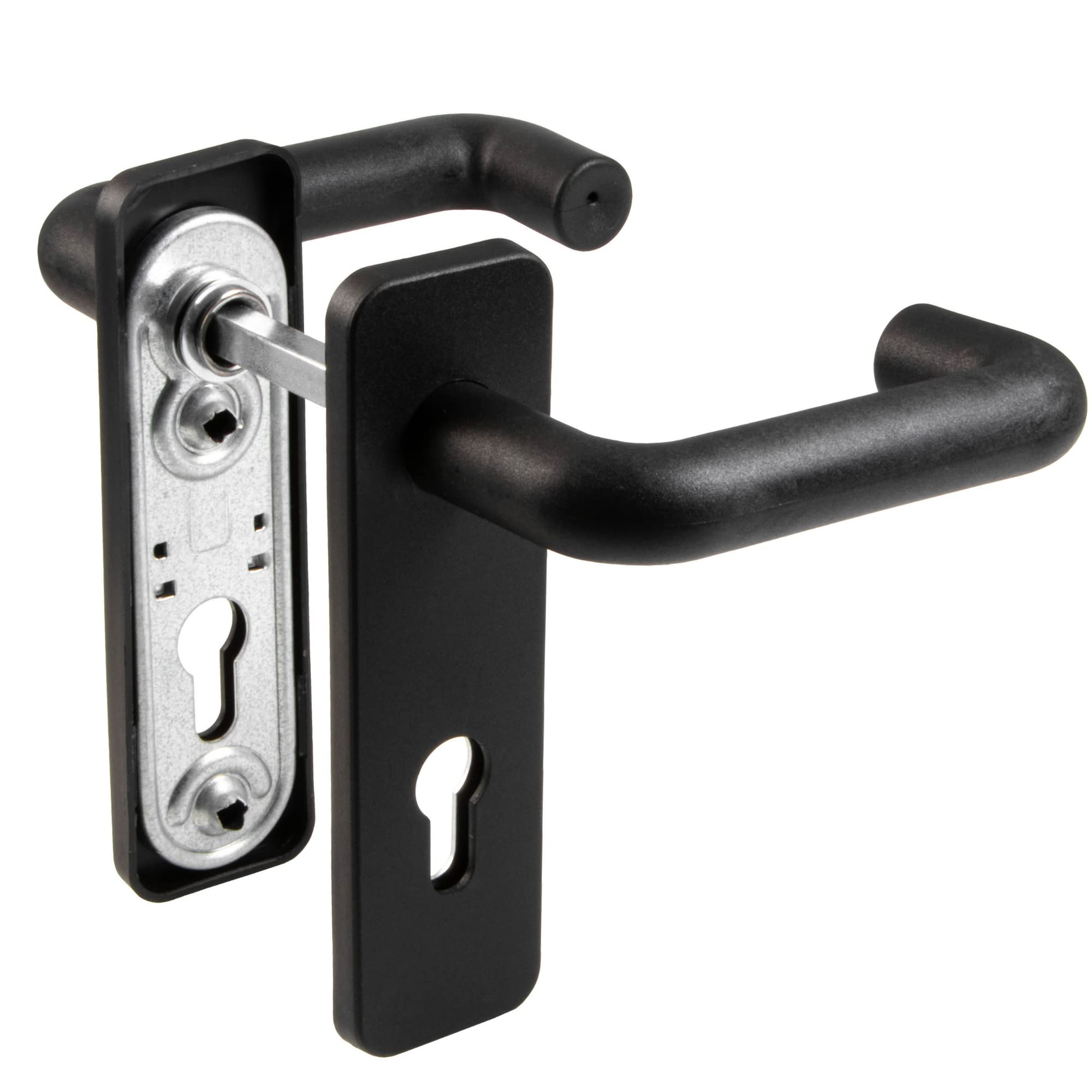 Gedotec Fire Protection Door Handle Set FI10027 | Black Matt Lever Handle | PZ Cylinder | for Fire Protection Doors | Tested According to DIN 18273