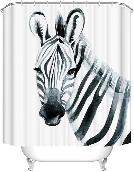 Amazon Com Fangkun Shower Curtain Zebra Sketch Art Decor For Bathroom Striped Animal Theme Print Bath Curtains Set 12pcs Shower Hooks 72 X 72 Inches Kitchen Dining