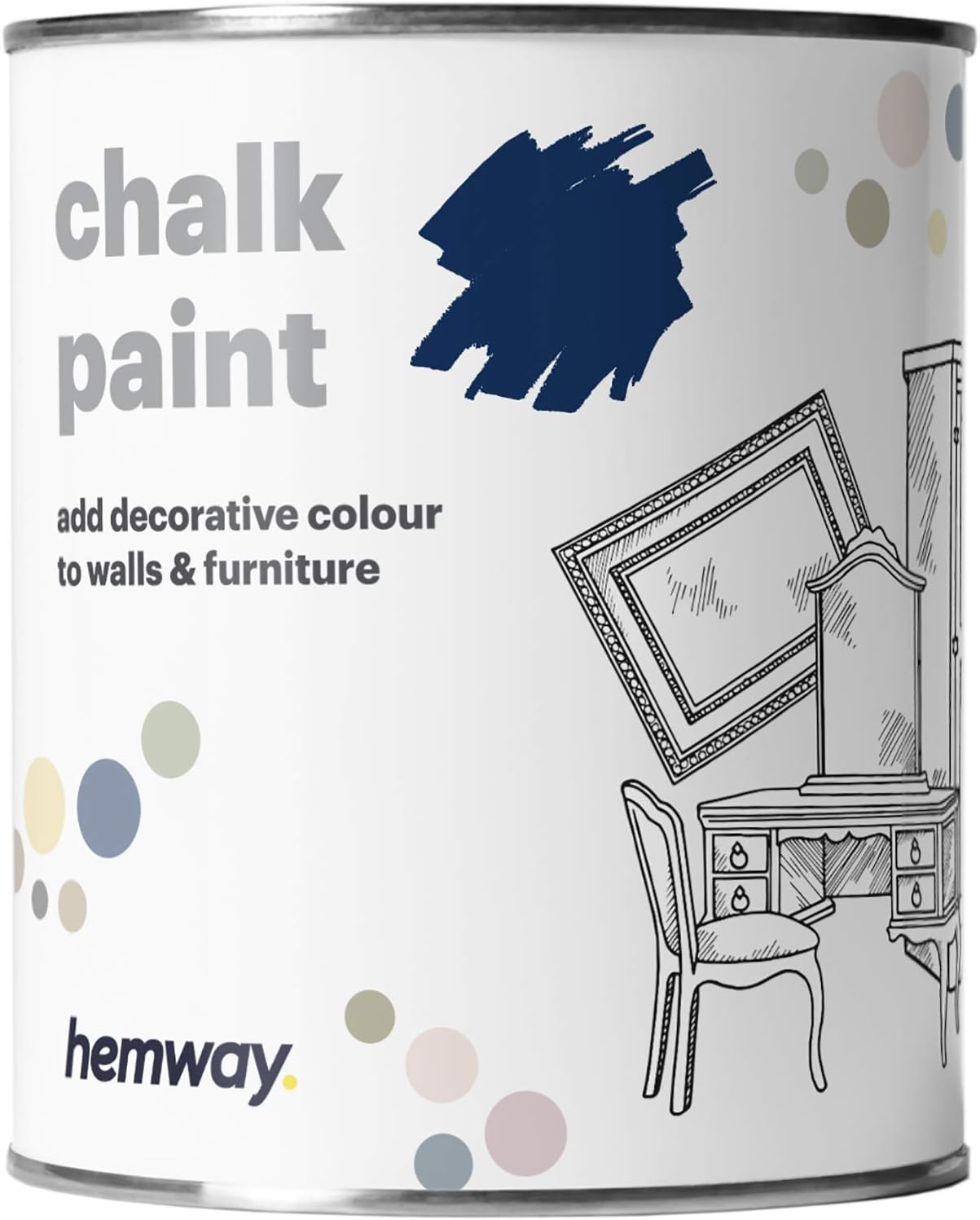 Hemway Chalk Paint Night Sky Blue Furniture Paint 1L, Matt Finish Shabby Chic, Chalk Furniture & Walls, Quick Dry & 1 Coat