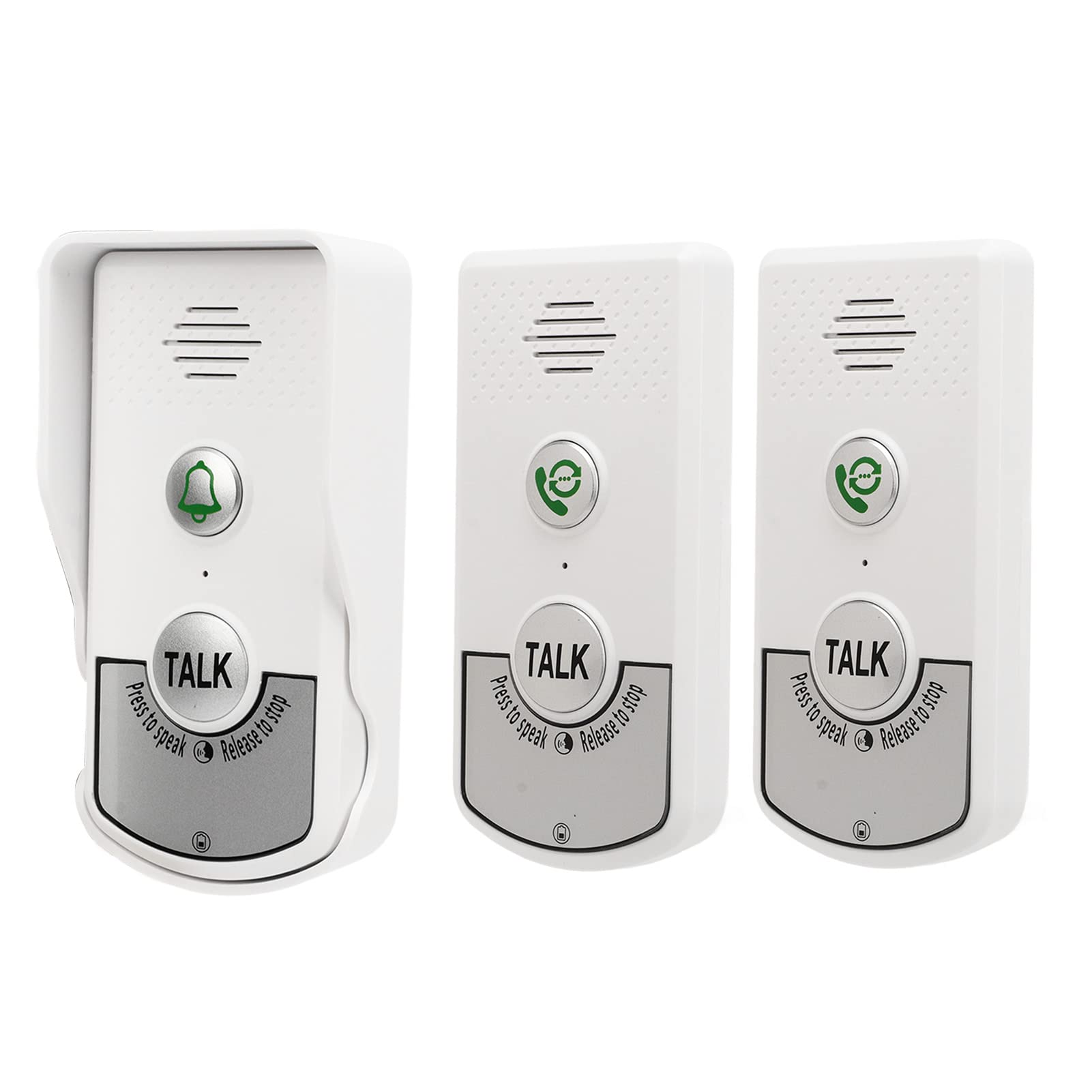 Wireless Intercom Doorbells, with 1 Outdoor Bell and 2 Indoor Bells, Intelligent Voice Intercom Doorbells, 1000m Distance, 2000mAh, IP54, for Houses Factories, White
