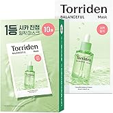 Torriden BALANCEFUL Cica Facial Masks (10 sheets) | Extra Soothing Care | 5D CICA, Hydrolyzed Hyaluronic Acid, Panthenol | Korean Face Mask