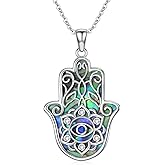 KoyeKei Hamsa Necklace 925 Sterling Silver Evil Eye/Lotus Flower/Star of David/Chai/Yin Yang Hamsa Hand Pendant Jewelry Hand of Fatima Gifts for Women