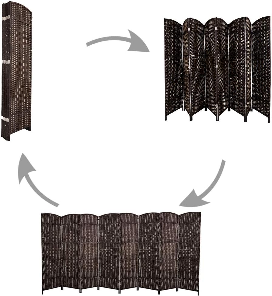 cocosica Weave Fiber Room Divider, Natural Fiber Folding Privacy Screen with Stainless Steel Hinge & 8 Panel Room Screen Divider Separator for Decorating Bedding, Dining, Study and Sitting Room: Furniture & Decor