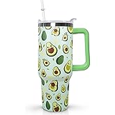 Ceovfoi 40 Oz Avocado Tumbler With Handle,Avocado Coffee Travel Mug Cup Water Bottle,Avocado Gifts for Women,Avocado Decor Stuff Accessories