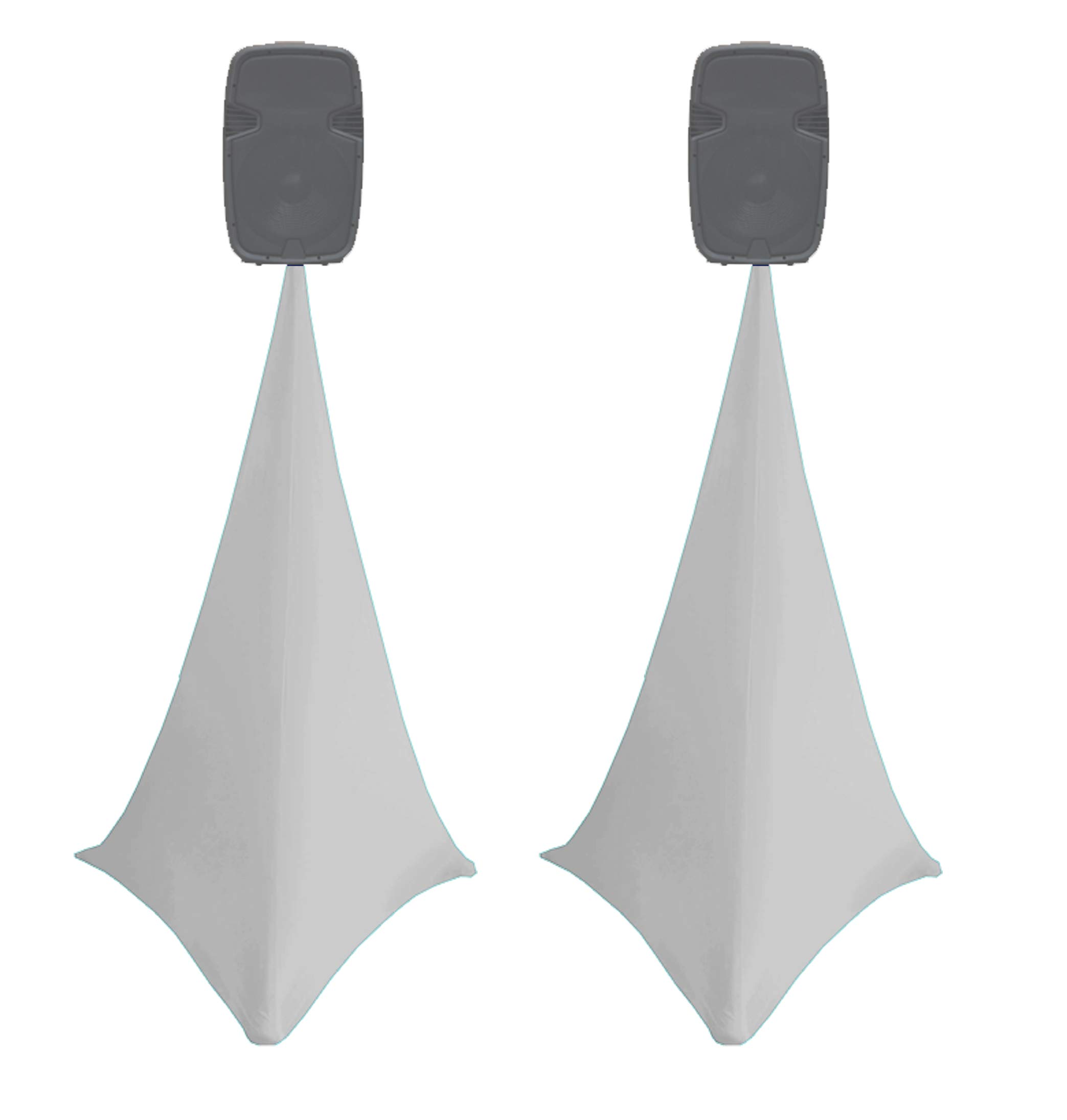 2x light grey double sided spandex stretch speaker stands scrims, tripod cover