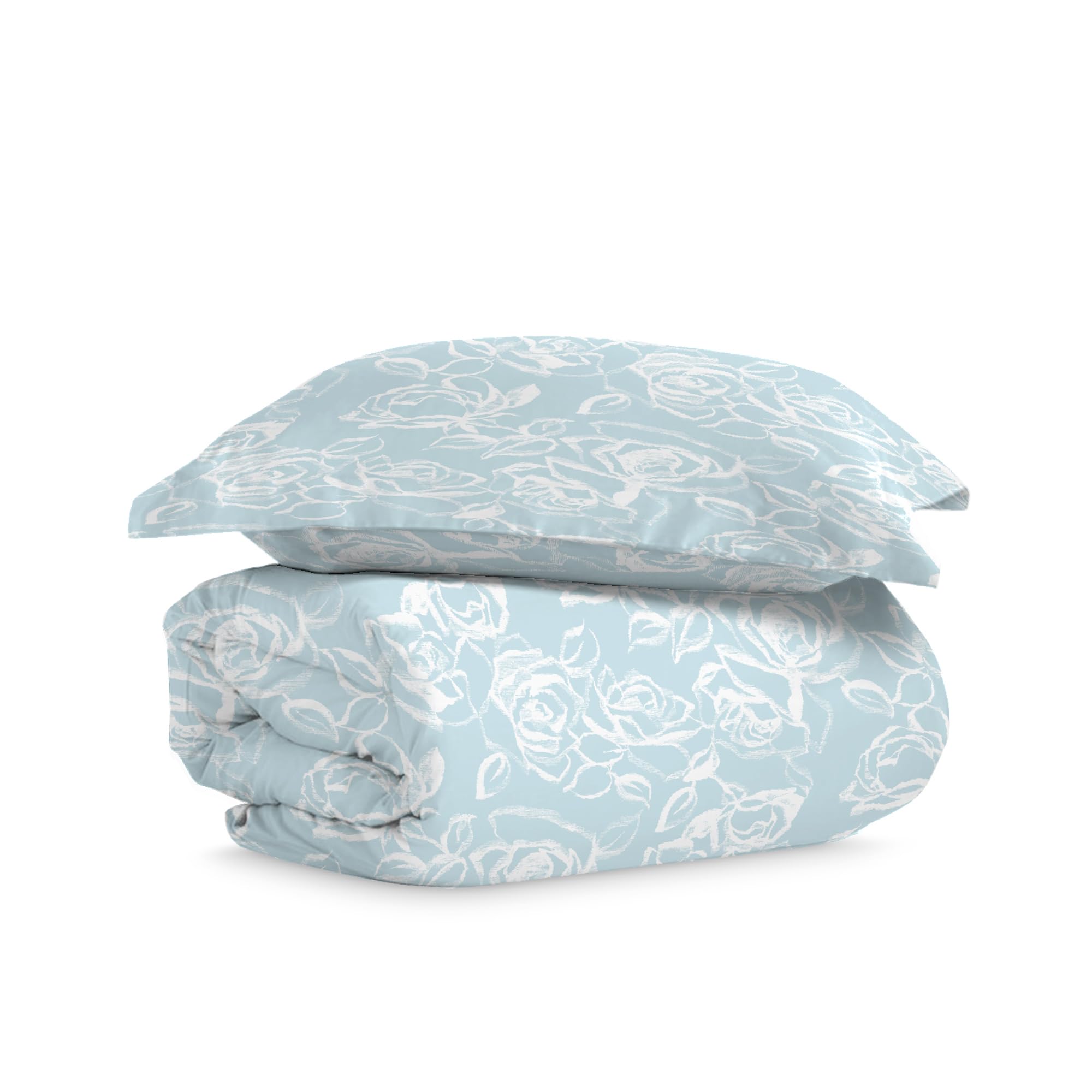 Pizuna Cotton Single Simply Floral Blue Print Duvet Cover 140x200, 400 Thread Count 100% Long Staple Cotton Single Duvet Cover Set, Sateen Single Quilt Cover with Button Closure — image 1