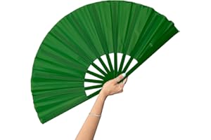 SWASEADA 13inch Large Rave Fan Popping Clacking Fans for Line Dancing, Folding Hand Fans for Women Foldable, Boots on The Ground Fan, Portable for Outdoor, Wedding, Party, Decoration (Green-1PCS)