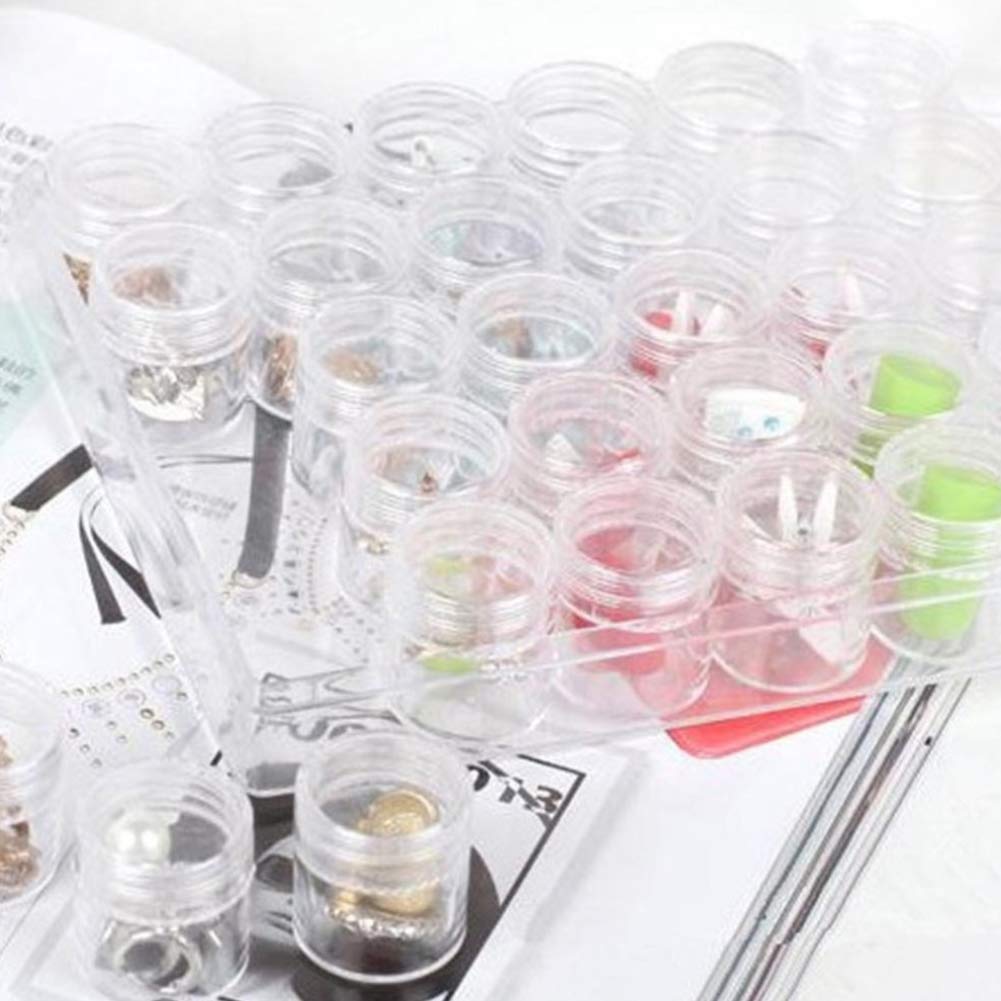 Embroidery Diamond Storage Box, 30PCS Small Clear Plastic Bead Containers with Lid for Jewelry Painting DIY Art Craft Rhinestones Sewing Cosmetic Nail Glitter Powder