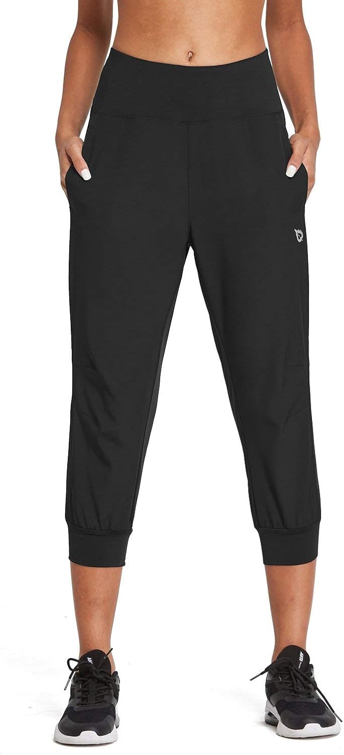 BALEAF Women's 21" High Waisted Capri Joggers Lightweight Cropped Athletic Sport Pants Quick Dry: Clothing