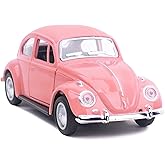 Berry President 1967 Classic Beetle Bug Vintage 1/32 Scale Diecast Metal Pull Back Car Model Toy for Gift Kids (Rose)