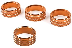 AuTK Aluminum Alloy HVAC Knob & Light Switch Cover Kit for Jeep Wrangler JL/JLU & Gladiator JT 2018-2025 (4Pcs Orange) - AC Climate Control Panel Trim Rings, Metal Interior Upgrade Accessories