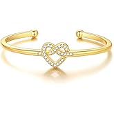 KeyStyle Love Knot Bracelet for Women, Tie The Knot Bracelets Bridesmaid Gift 14K Gold Plated Stackable Bangle for Party Prom Minimalist Jewelry