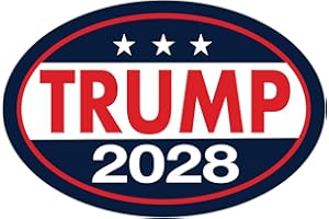 CRAZY NOVELTY GUY Oval Campaign Magnet, Donald Trump 2028, Republican, GOP, MAGA, 6" x 4" Magnetic Bumper Sticker