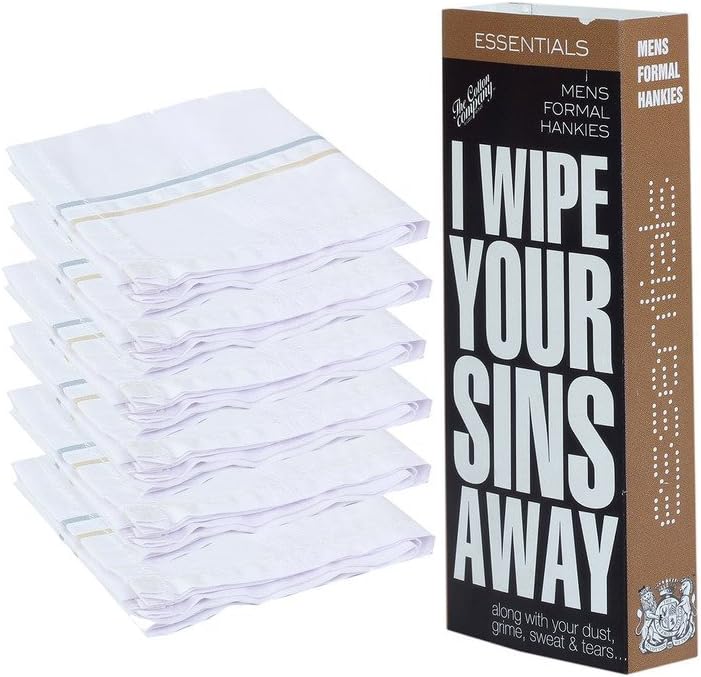 Essential Handkerchief - White with Subtle Color Accent (Pack of 6)