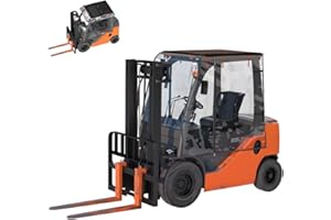 CHENGNAN Forklift Cover,Can Be Rolled Up On All Sides,All Weather Protection,Forklift Cover For Rain Up to 6000LB Universal,Ultra-Transparent EVA&Brown Canopy, Forklift Cover Waterproof