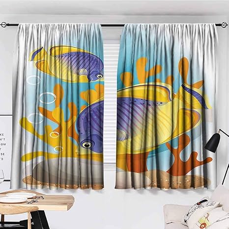 Amazon Com Waynekeysl Curtains Rod Pocket 2 Panels Sealife Marine