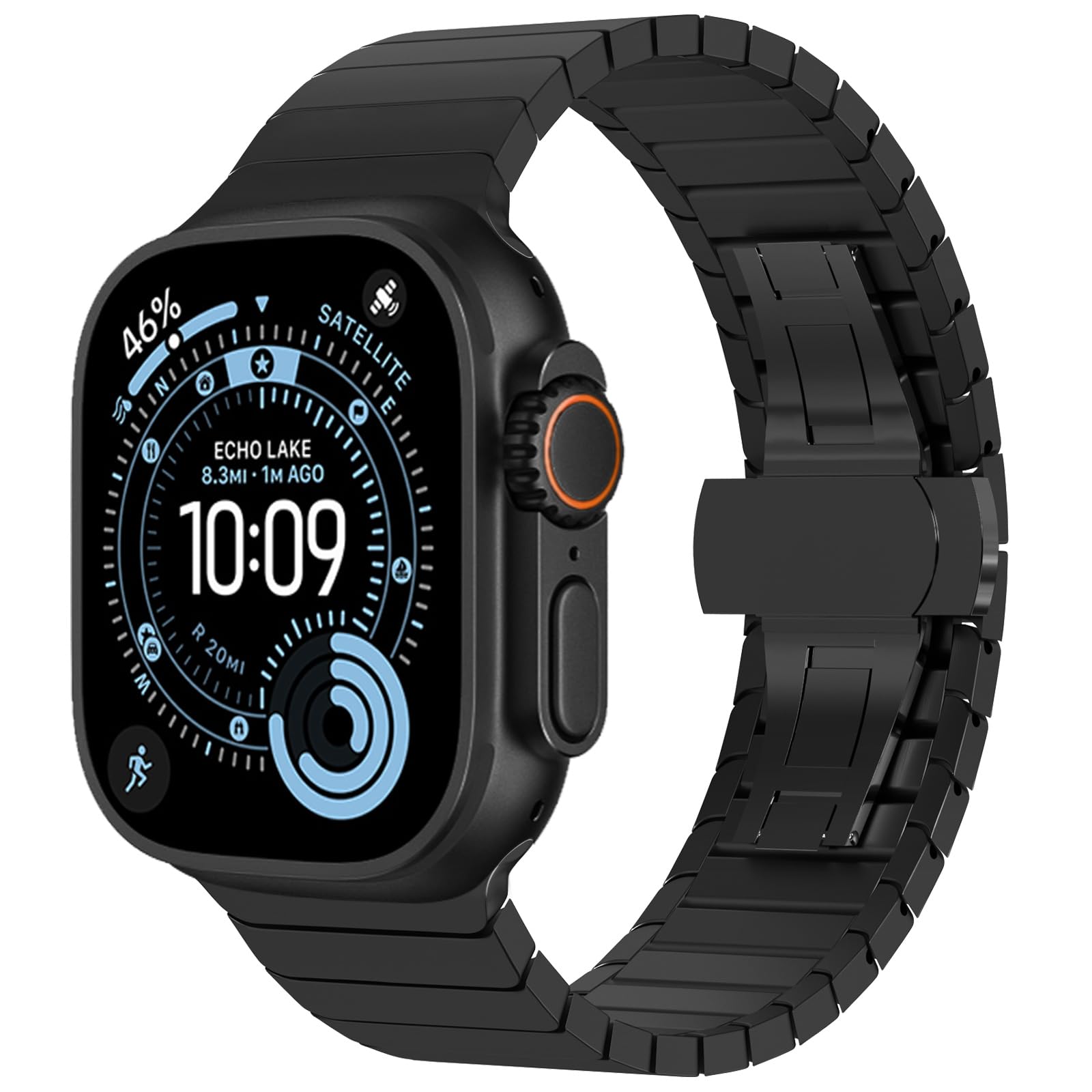 Fullife Metal Strap Compatible with Apple Watch Straps 49mm 46mm 45mm 44mm 42mm(Series 3 2 1),Stainless Steel Replacement Band for iWatch Ultra 3 2 1 Series 11/10/9/8/7/6/5/4/3/2/1/SE,Black โ image 1