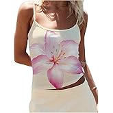 MakeMeChic Women's Floral Print Spaghetti Strap Sleeveless Summer Camisole Crop Top