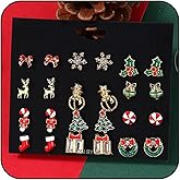 RLHRNDE Christmas Earrings for Women Xmas Holiday Cute Stud Earrings Fashion Tree Snowflake Bow Snowman Stocking Santa Claus Reindeer Bell Earring Clothing Accessories Jewelry Gifts