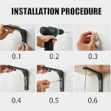nuoshen 4Pcs Shelf Bracket Right Angle 150x125mm with 16 Screws Black view 3