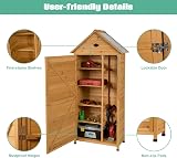 Tangzon Wooden Garden Storage Shed 5 Shelves Lockable Double Door 70x45x160cm view 4