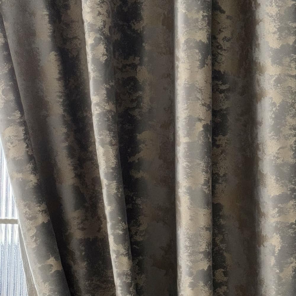 Amidoudou 1 Pair Velvet Curtains Grey for Bedroom Living Room Luxury Retro Gold Curtains (Gray, 2 PCS 66 x 84 Inch) โ image 1