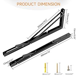 LSK Folding Shelf Brackets, 16 Inch Heavy Duty